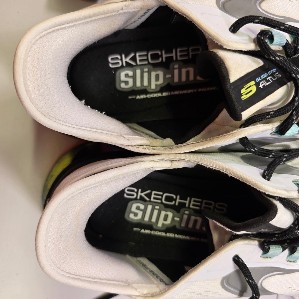 Skechers Slip-ins Glide-Step Altus Sneakers Mens 9 White Iridescent 232923 Mesh - Picture 3 of 14